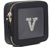 Pinkmik Mini bolsa de maquillaje transparente personalizada con inicial, estuche de maquillaje pequeño y bolsa de aseo personal, regalo de cumpleaños para mujeres, V, Mini/Black, Mini estuche de