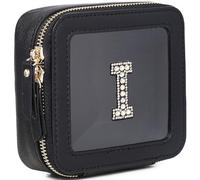 Pinkmik Mini bolsa de maquillaje transparente personalizada con inicial, estuche de maquillaje pequeño y bolsa de aseo personal, regalo de cumpleaños para mujeres, I, Mini/Black, Mini estuche de