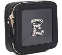 Pinkmik Mini bolsa de maquillaje transparente personalizada con inicial, estuche de maquillaje pequeño y bolsa de aseo personal, regalo de cumpleaños para mujeres, E, Mini/Black, Mini estuche de