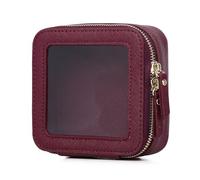 Pinkmik Pequeña bolsa de maquillaje transparente, color borgoña, mini