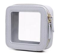Pinkmik Pequeña bolsa de maquillaje transparente y bolsa de aseo con cremallera, organizador de bolso para mujer y artículos esenciales para el automóvil (gris, MINI-1)