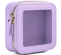 Pinkmik Pequeña bolsa de maquillaje transparente y bolsa de aseo con cremallera, organizador de bolso para mujer y artículos esenciales para el automóvil (X/morado, MINI)