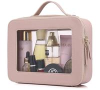 Pinkmik Primera Bolsa de Maquillaje, Mini Bolsa de cosméticos, Bolsa de Maquillaje Transparente y Bolsa de Aseo, Regalo de cumpleaños para Mujeres, Pink, L, Bolsa de Maquillaje Transparente