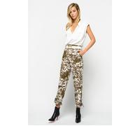 PINKO Aperol Pantalone Gabardina Mil Beige/green Multi-colour Talla: 44 | Pantalones Rectos Outlet | Mujer | Marrón