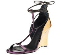 Pinko Bloque Sandalia Lamina Reptil+l, cuña Mujer, Hw2 Oro Púrpura, 35 EU
