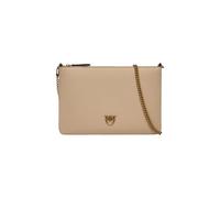 Pinko Bolso bandolera de piel, 24 x 16,5 x 2 cm, beige con cadena dorada antigua