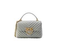 Pinko bolso bandolera Love Lady Puff Mini CL Sheep Nappa Chevron Pearl Grey - Antique Gold gris azulado