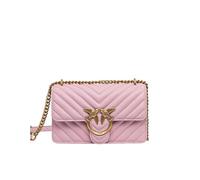 PINKO bolso bandolera Love One Mini DC Sheep Nappa Chevron Light Pink + Antique Gold rosa