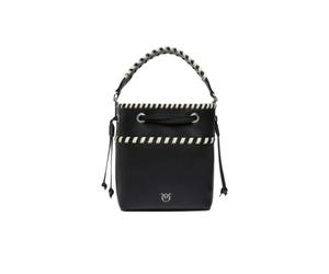 PINKO - Bolso bombonera pequeño de piel con detalles trenzados - Bags - Mujer - Negro - ONE SIZE -