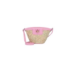 PINKO Bolso de mano 'Love Summer Bucket Rafia + Vitello Seta' rosa One Size EUR