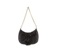 PINKO Bolso Half Moon con lentejuelas, negro, 27 x 17 x 8 cm, correa de cadena ajustable