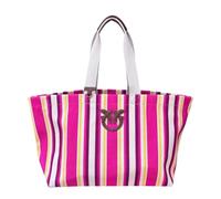 Pinko Bolso maxi shopper de lona a rayas jacquard 104754 A2G5 Q58Q fucsia/amarillo/blanco