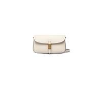 Pinko Bolso Saddle Flat, blanco, 100% piel, 20,5 x 11 x 2 cm, cierre con solapa, correa ajustable y extraíble, 3 ranuras para tarjetas, galvánica oro antiguo