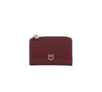 Pinko Cartera Mini de piel, color grosella intensa, con cremallera y botón, 12 x 8 x 2,5 cm, 4 ranuras para tarjetas