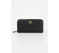 PINKO Cartera Mujer Negra Cartera Zip-Around De Piel Suave Con Mano De Seda Au
