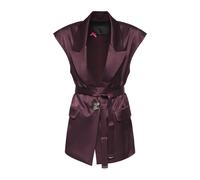 PINKO- Chaqueta Sin Mangas en Satén- Jackets- Mujer- Rojo- M- Chaqueta Sin Mangas en Satén