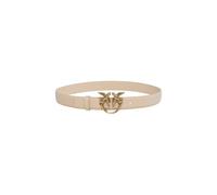Pinko Cinturón Love Birds de suave piel mano seda beige para mujer