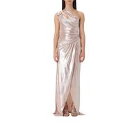 PINKO- Elegante Vestido Metálico de un Hombro- Dresses- Mujer- Beige- L- Elegante Vestido Metálico de un Hombro