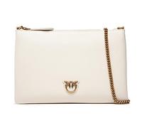 Pinko Flat Classic Simply 1 Vitello, Accesorios de Viaje-Carteras Mujeres, Z14q_White Seta-Antique Gold, Talla única
