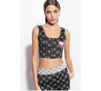 PINKO Irriverente Top Punto Stoffa Jacquard Logo Con Patch Ricamat Talla: S | Camisetas de Tirantes Outlet | Mujer