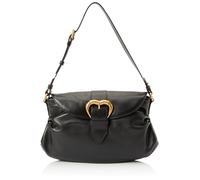 Pinko Jolene Shoulder Classic Ternera Crystal, Bolsa para Mujer, Z99m_Negro Limusina-Chocolate Gold