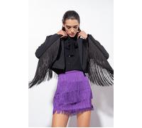 PINKO Las Palmas Gonna Frange + Crepe Stretch Viola Purple Talla: 46 | Mini Faldas Outlet | Mujer | Púrpura