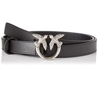 Pinko Love Berry H2 Belt Becerro Set Cinturón, Z99o_Negro-Old Silver, XS para Mujer