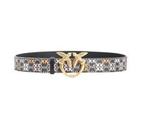 Pinko Love Berry H3 Belt PVC Impresión Logo Cinturón, Zm7q_Negro/marrón/Blanco.Antique Go, L para Mujer