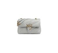Pinko Love Classic Puff - Bolso de hombro de piel, gris perla, acolchado, con correa de cadena de oro antiguo, 27 x 18 x 11 cm