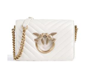 Pinko Love Click Mini Sheep Nappa CH, Oveja NAPA Mujer, Z14Q_Bianco Seta-Antique Gold