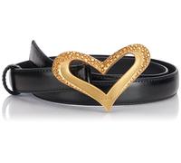 Pinko Love Heart H2 Belt Cuero Vintage Cinturón, Z99M_Negro Limusina Chocolate Gold, L Mujer, Z99m_black limusina chocolate Gold, L