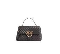 Pinko Love Lady Puff Classic Mono, Bolso de piel, marrón Marasca, Chevron, 27 x 15,5 x 7,5 cm, correa de cadena ajustable