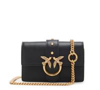 Pinko Love One Micro C Vitello Seta, Bolsa Mujeres, Z99q_Negro-Antiguo Gold, 13 x 8 x 4 cm