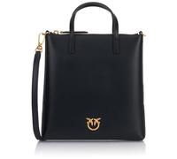 Pinko Mini Shopper Vitello Seta, Bolsa Mujeres, Z99q_Negro-Antiguo Gold, Talla única