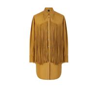 PINKO- Mini Vestido Camisero con Flecos- Dresses- Mujer- Marrón- S- Mini Vestido Camisero con Flecos
