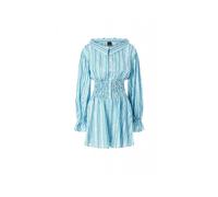 PINKO- Mono Camisero a Rayas con Fruncido- Dresses- Mujer- Azul- M- Mono Camisero a Rayas con Fruncido