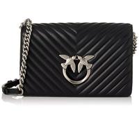 Pinko Napa, Love Click Classic Sheep Nappa para Mujer, Z99o_Negro-Old Silver