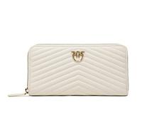 Pinko Ryder Cremallera Alrededor Oveja Nappa C, Accesorio de Viaje-Billetera para Mujer, Z14q_White Silk Antique Gold, U