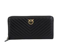 Pinko Ryder Zip Around Sheep Nappa C, Accesorio de Viaje-Billetera para Mujer, Z99q_Negro-Oro Antiguo, U