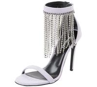 Pinko Salome Sandalo Suede/Frange St, Sandalia con talón Mujer, Y13 Iris, 38 EU Ancho