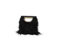 Pinko Square Mini Feathers, Bolsa para Mujer, Z99q_Negro-Antiguo Gold, Talla única