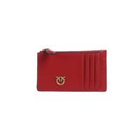 Pinko Tarjetero garza de piel roja con cremallera, 13 x 8 cm