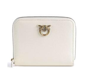 Pinko Taylor Zip Around Becerro Seda, Accesorio de Viaje-Billetera para Mujer, Z14q_White Seta-Antique Gold, 13