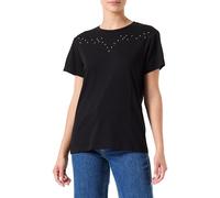 Pinko Vanilla Sky Camiseta Bordado Camisa Cami, Z99_Negro Limousine, M para Mujer