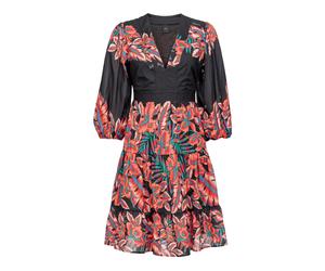 PINKO- Vestido de Algodón con Estampado Tropical- Dresses- Mujer- Multicolor- S- Vestido de Algodón con Estampado Tropical