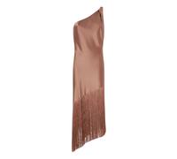 PINKO- Vestido Kiwi Satinado con Flecos- Dresses- Mujer- Marrón- S- Vestido Kiwi Satinado con Flecos