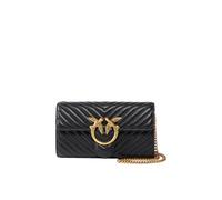 Pinko Wallet C Sheep Nappa, Love One Cartera C Oveja NAPA para Mujer, Z99Q_Nero-Antique Gold