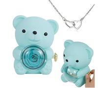 pinkpinkluo Caja de regalo, caja de regalo Flip Bear, pétalos de rosa eternos, regalo de oso de rosa conservado, L, Bronce, Circonia cúbica