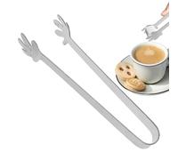 Pinks de azúcar: elegante agarre de acero inoxidable en forma de corazón, acero inoxidable premium | Café de utensilios de servicio sin deslizamiento, pasteles de té con diseño ergonómico y acabado re