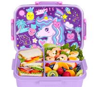 PinkSheep Cajas de Bento para Almuerzo para Niños, 1200ml Recipientes de Comida para Niños Libres de BPA a Prueba de Fugas con 3 Compartimentos para Alumnos de Regreso a la Escuela Niños Niñas (Cabeza